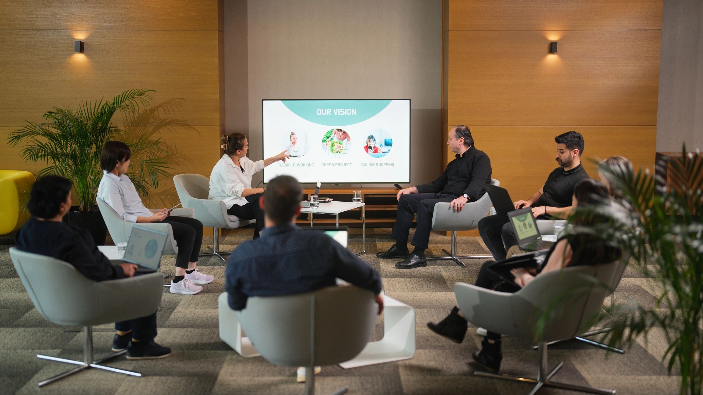 Business team gathered for a strategic meeting